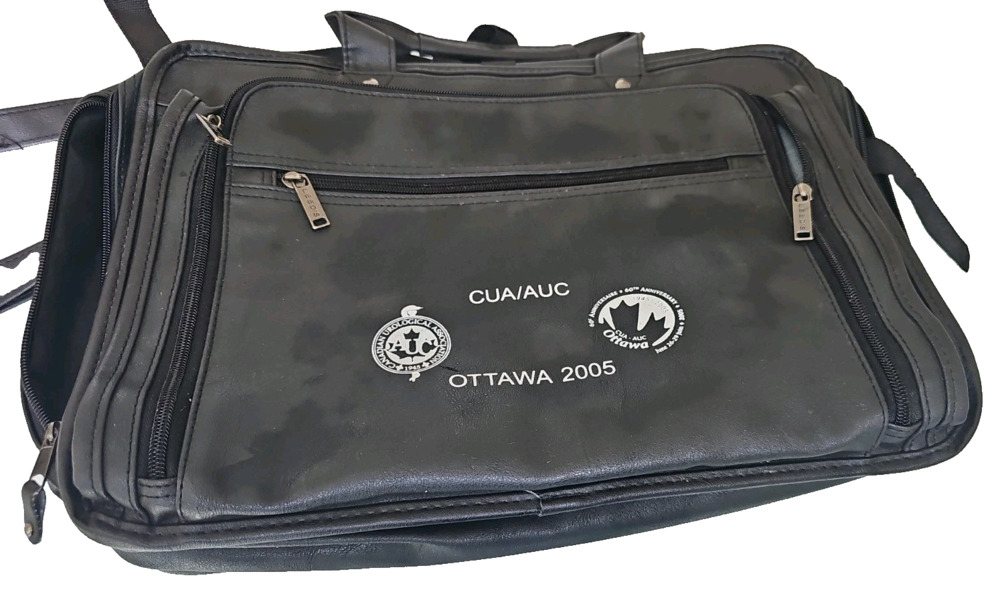 Vintage CUA/AUC Ottawa 2005 Conference Black Briefcase Laptop Bag Multi Pocket